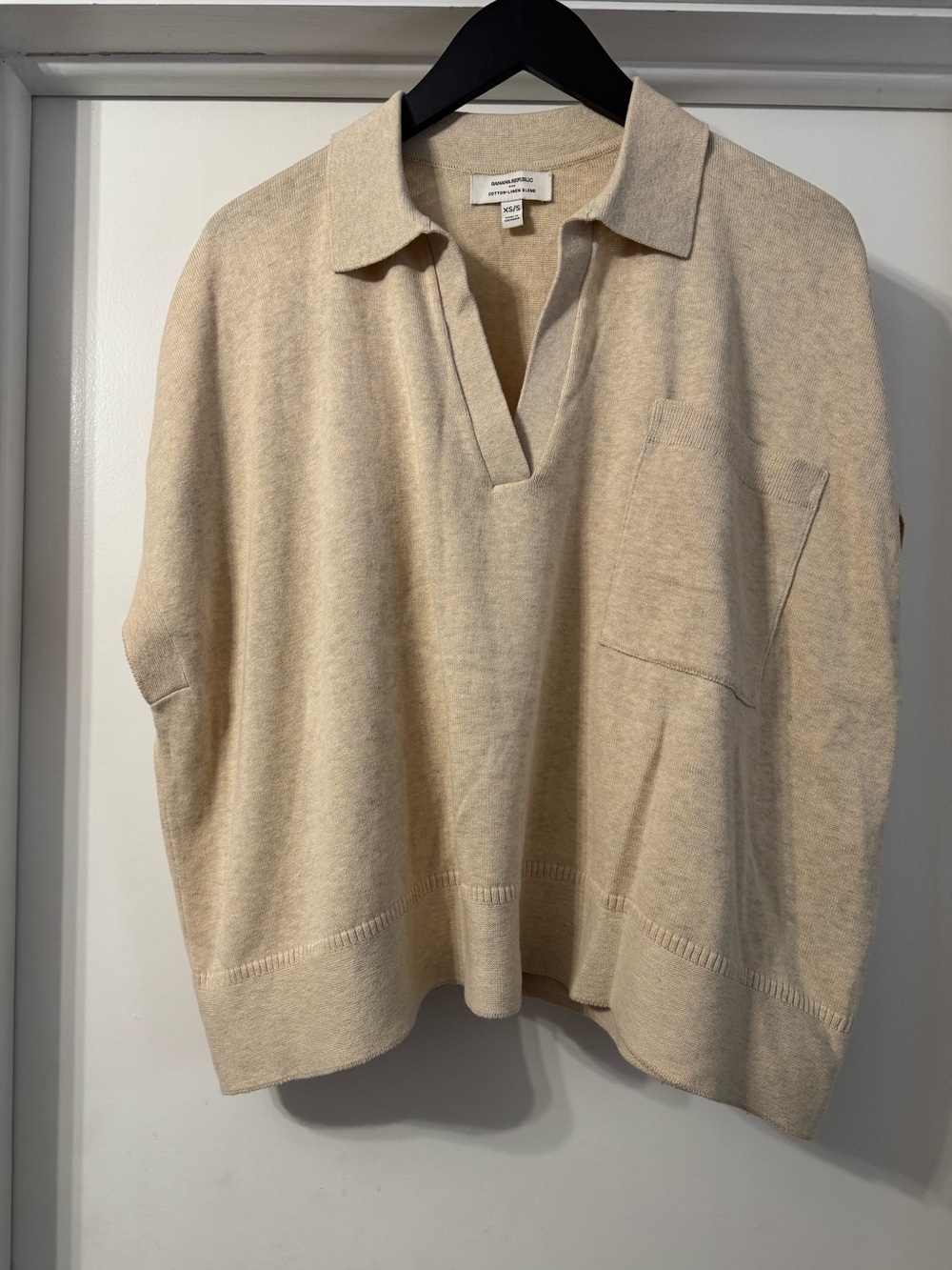 Banana Republic Soft Cream Collared V-Neck Sweater